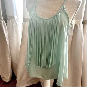 Kate Woman’s small mint green sheer top w/ fringe.